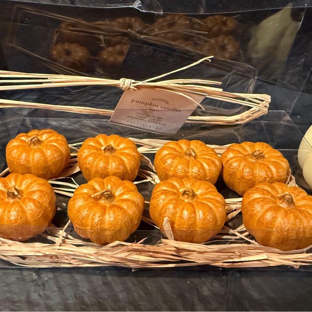 New Vintage Pottery Barn Mini Pumpkin Halloween/FallCandle/Decor Set, Orange